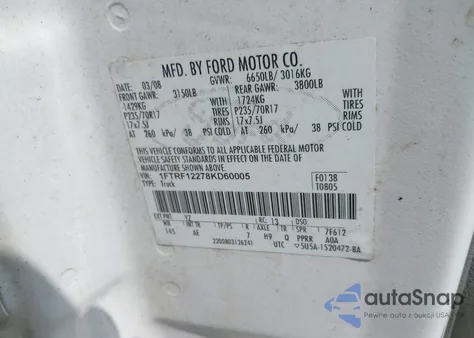 2008 Ford F-150 Stx/Xl/Xlt from USA, damaged, VIN 1FTRF12278KD60005